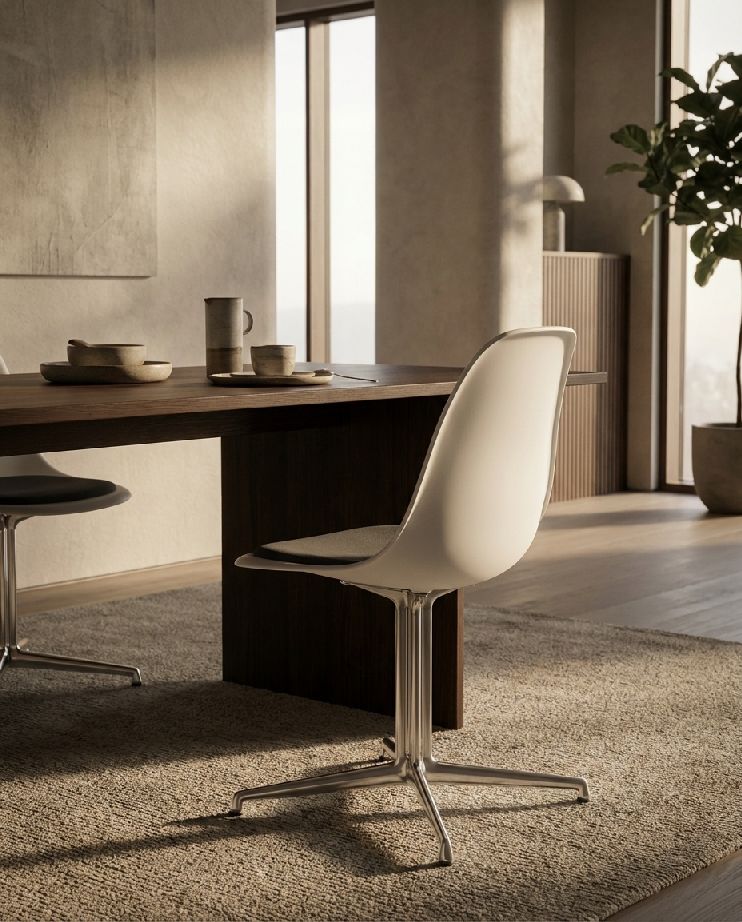 Eames Plastic Side Chair DSL RE Chair with seat cushion Vitra