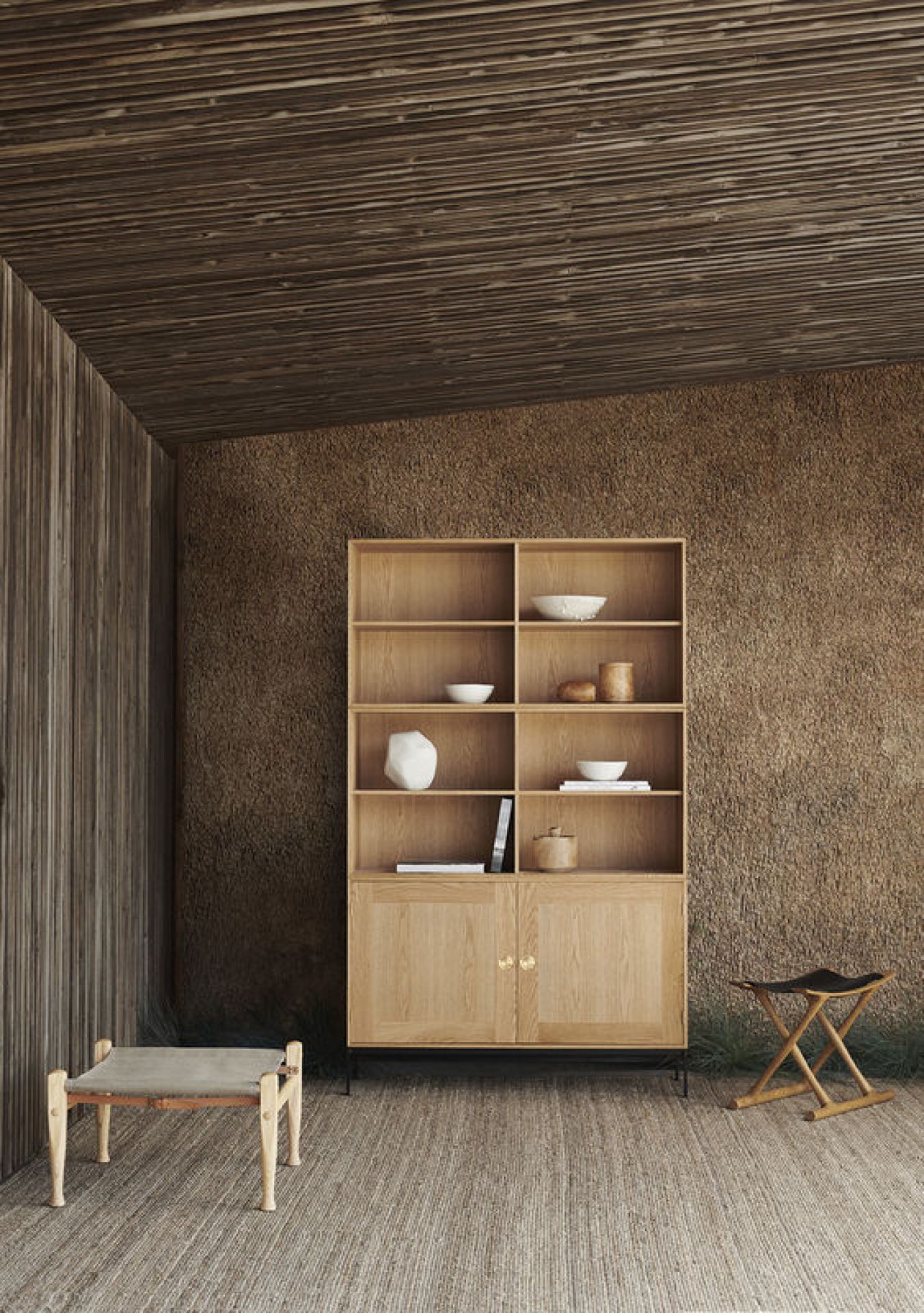 FK63 Bookshelf System Horizontal Depth 36 cm with Doors Carl Hansen & Søn