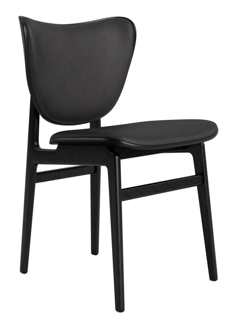 Schwarzer Elephant Dining Chair Stuhl von NORR11, Frontansicht, gepolsterter Sitz und Rückenlehne, moderner Esszimmerstuhl.