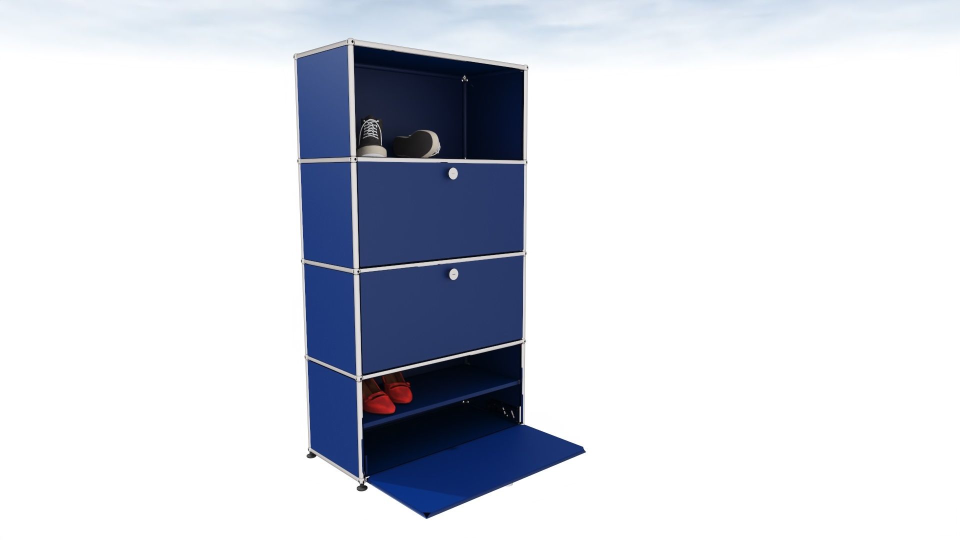 USM Haller shoe cabinet with door gentian blue