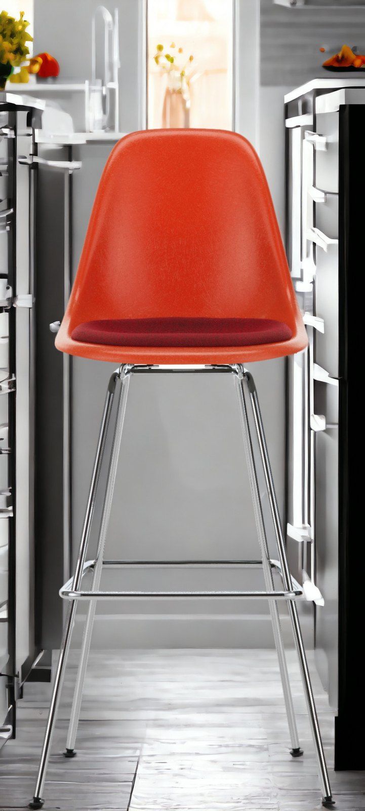 Eames Fibreglass Bar Stool High Bar stool with seat cushion Vitra 
