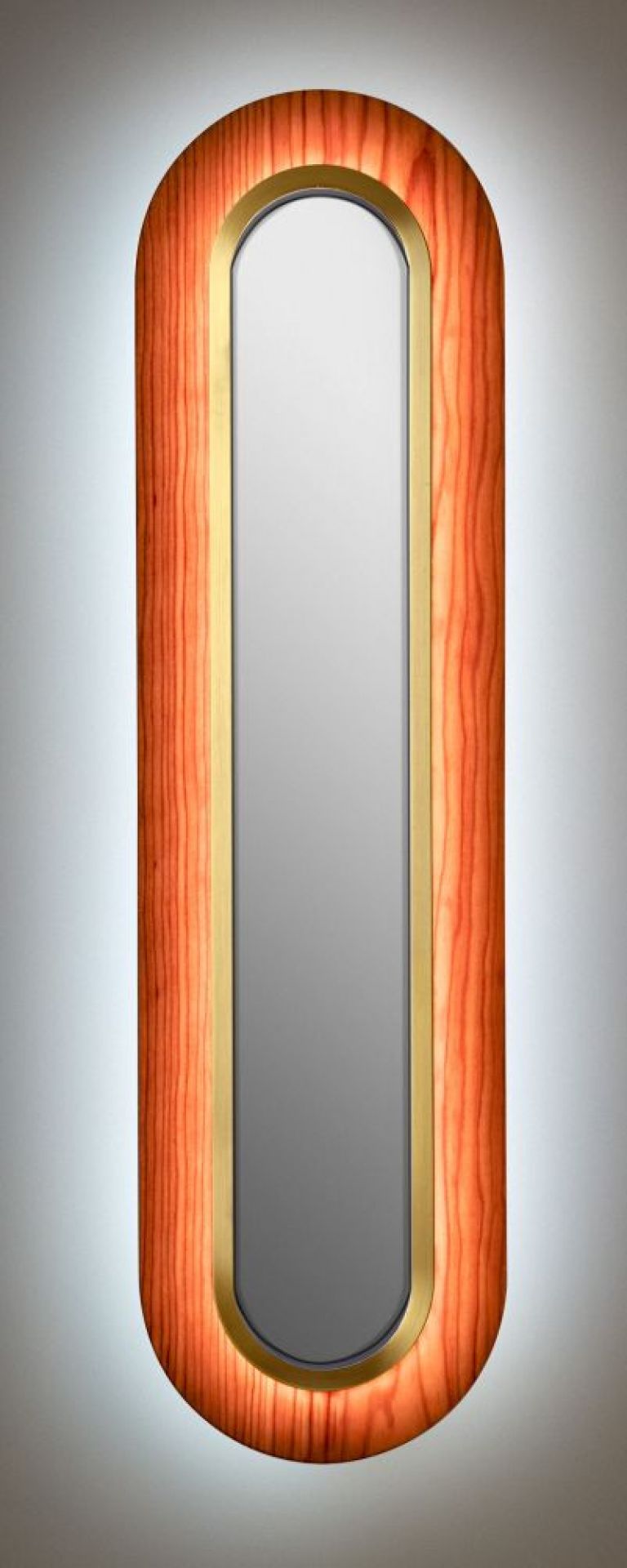 Lens LED Wall Lamp Superoval Metal Ring in Gold Cherry LZF Lamps