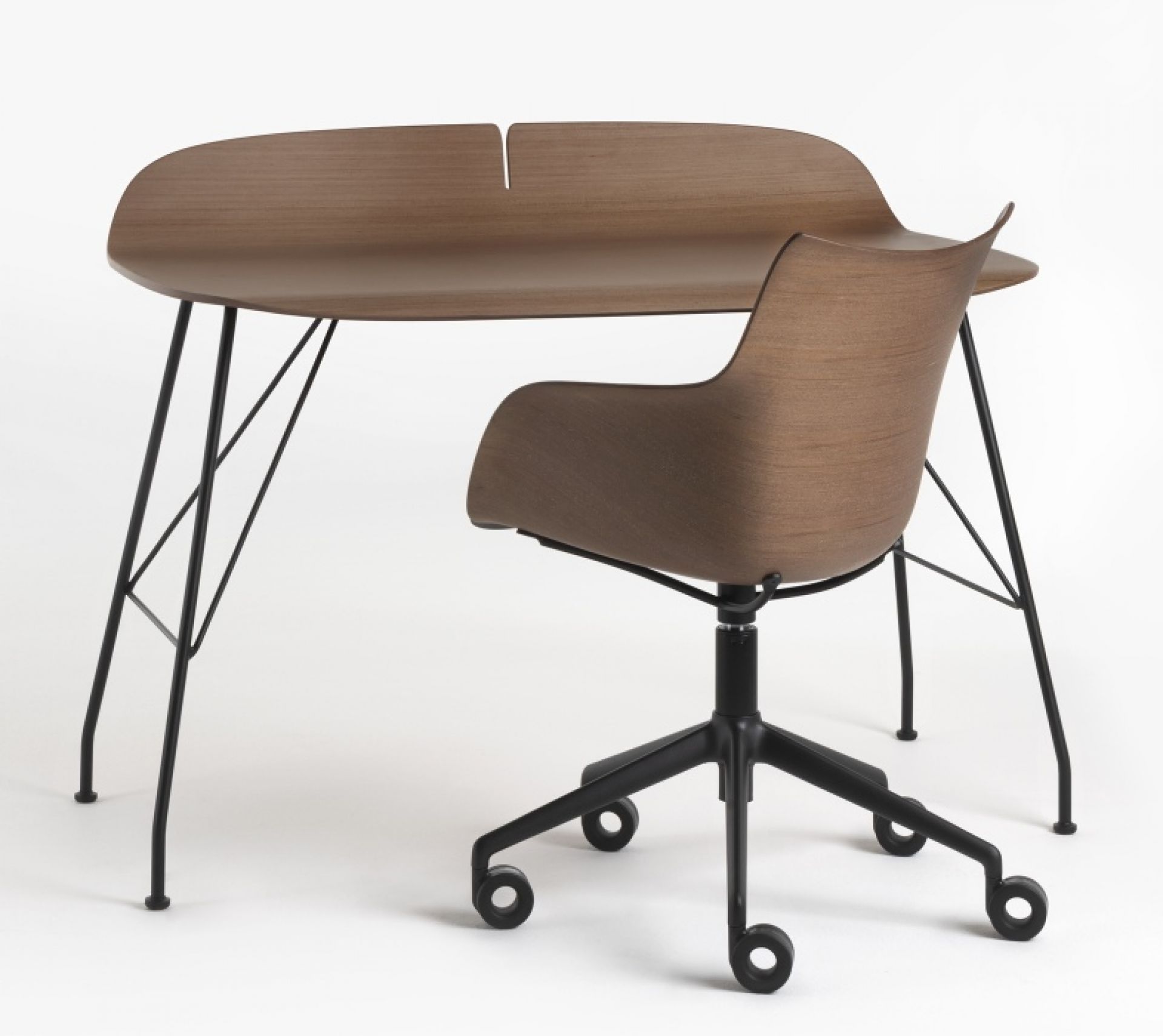  Earl of Wood Desk Kartell Steel black lacquered / Dark wood