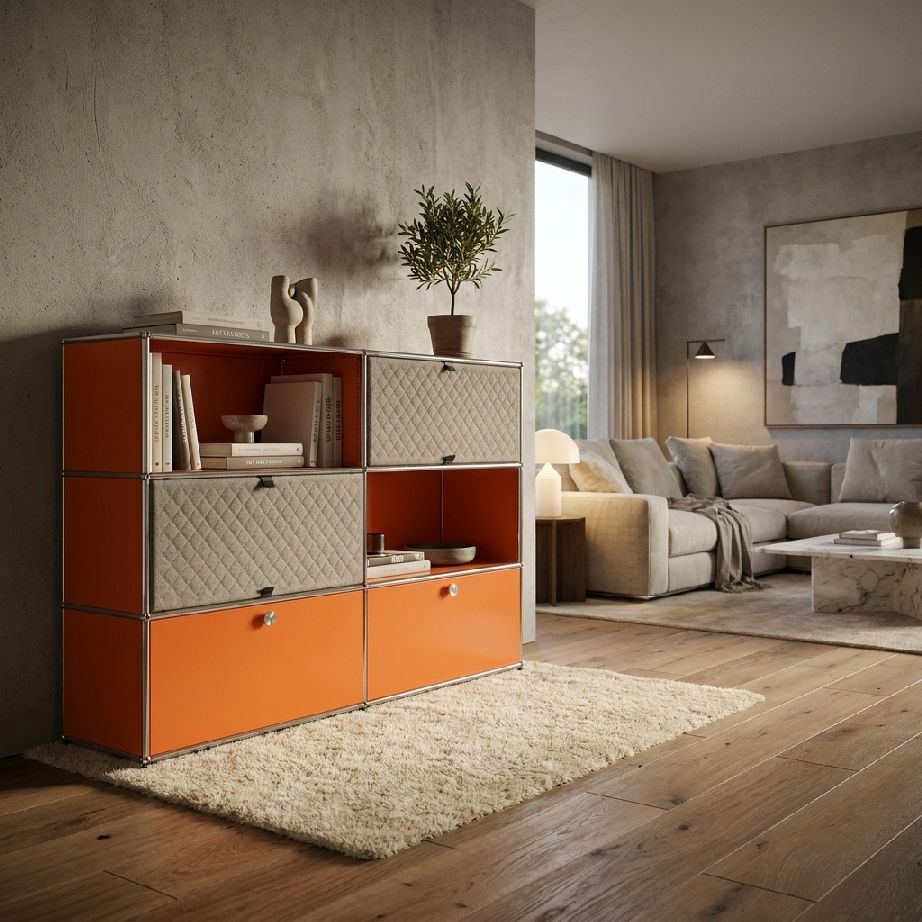 USM Haller Sideboard M66 with Soft Panels Pure White-Taupe