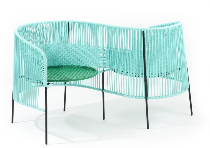 Caribe Vis a Vis Bench Outdoor ames Turquoise / Emerald green / Black