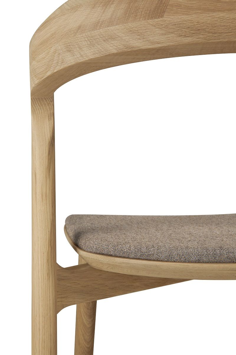 Bok chair without armrests with seat cushion NATURAL OAK / WARM GREY Oak Ethnicraft SINGLE PIECES
