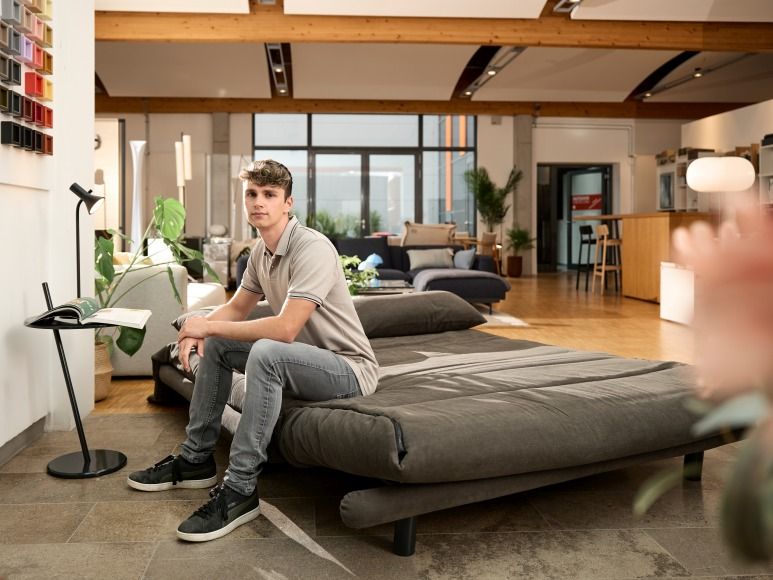Multy First sofa bed 3-seater with wedge cushion ligne roset