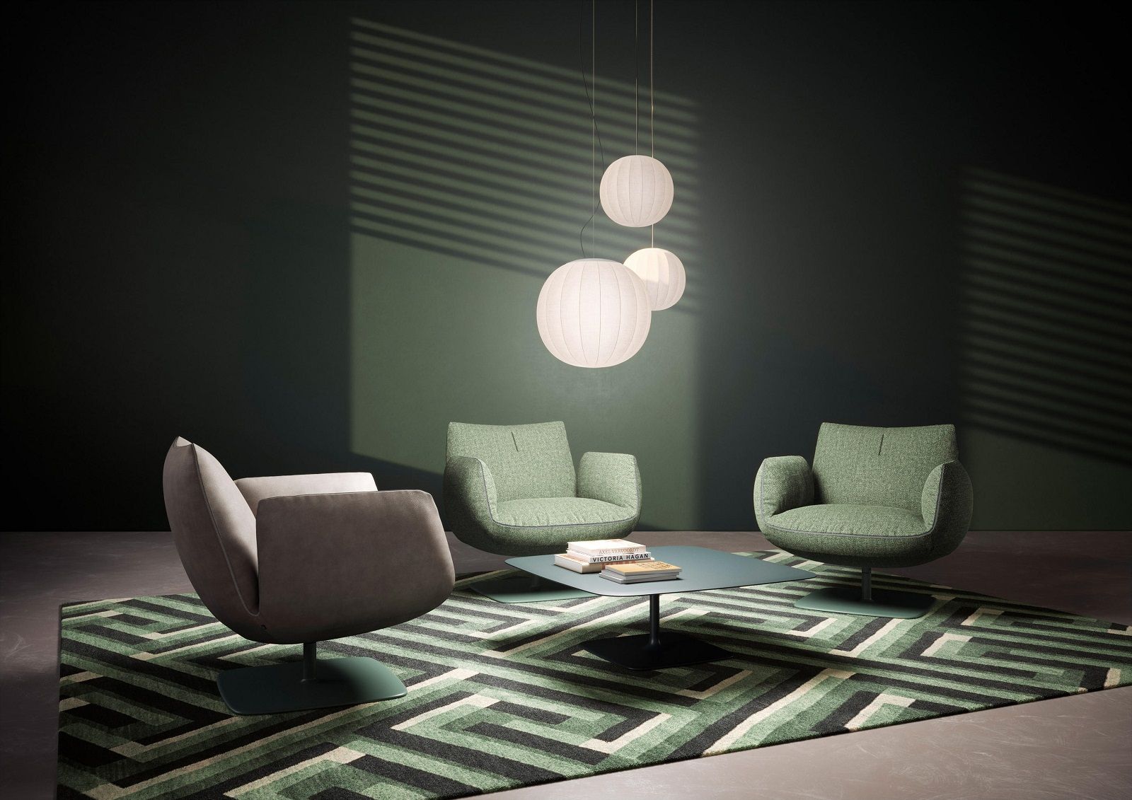 Jalis Club armchair / Swivel armchair with disc base Cor