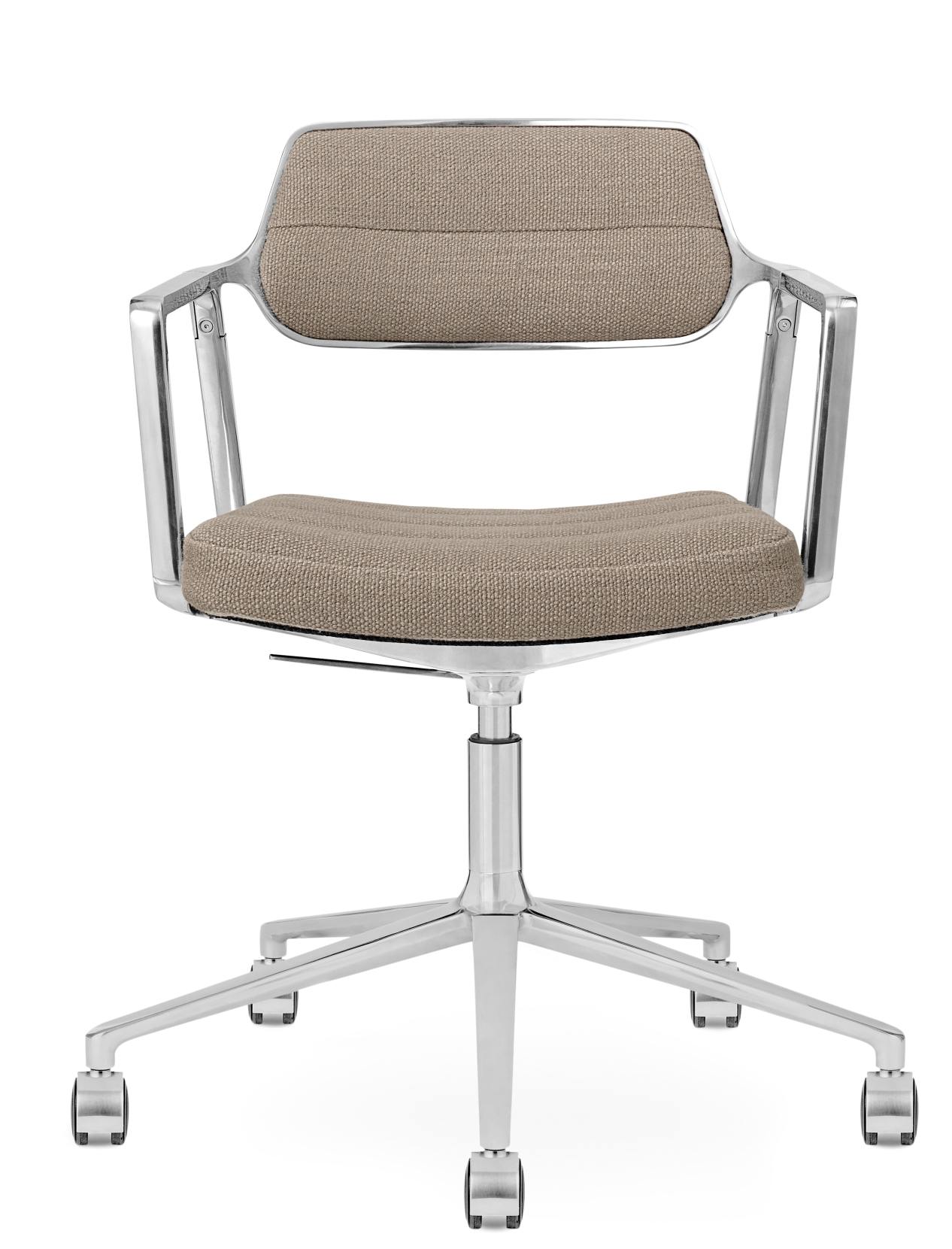 Vipp 453 / Vipp453 Swivel Chair DARK SAND TEXTILE / POLISHED ALUMINUM FRAME WITH CASTERS Vipp SINGLE PIECES