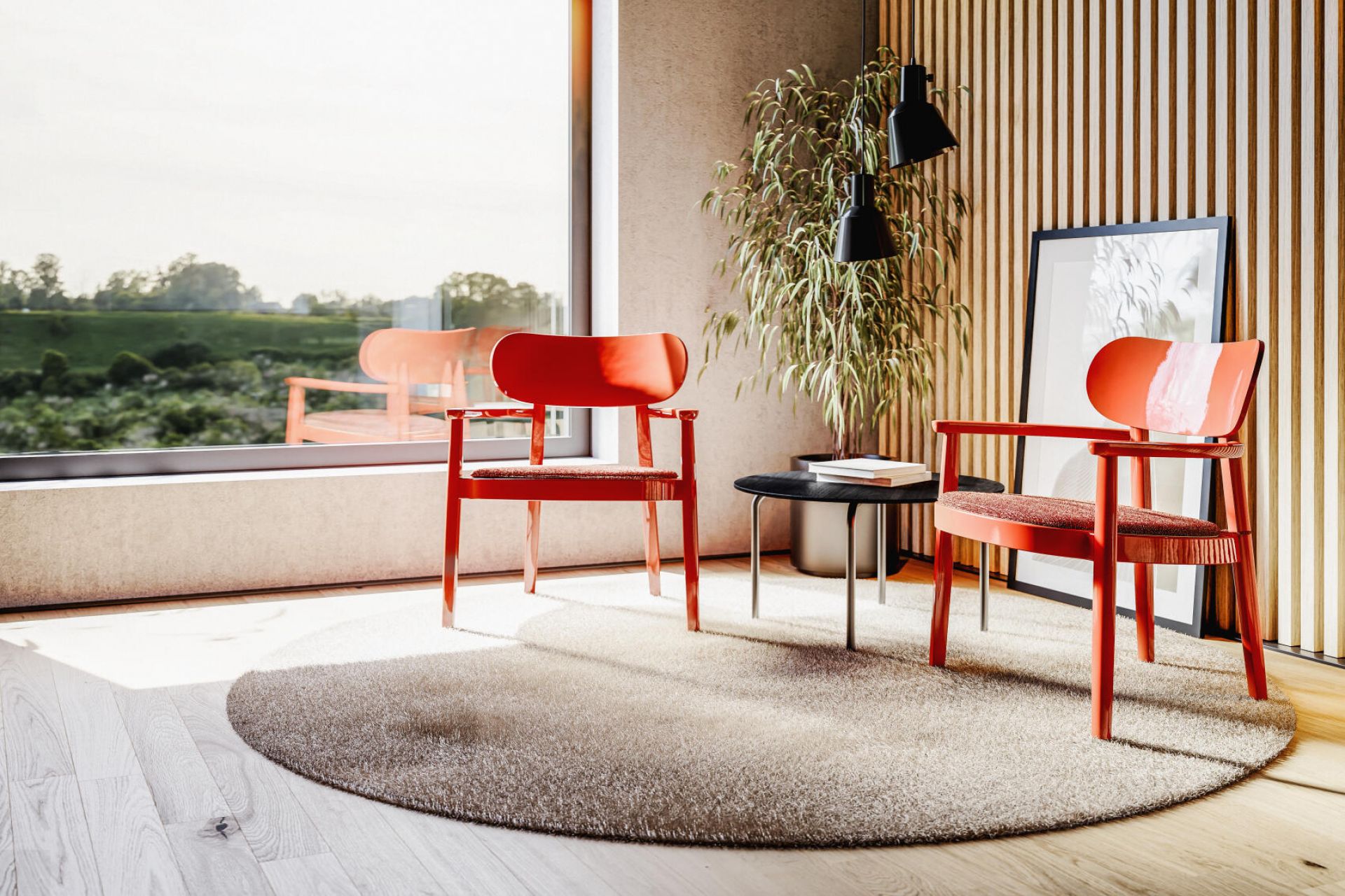Wooden armchair with armrests 119 F high gloss Thonet