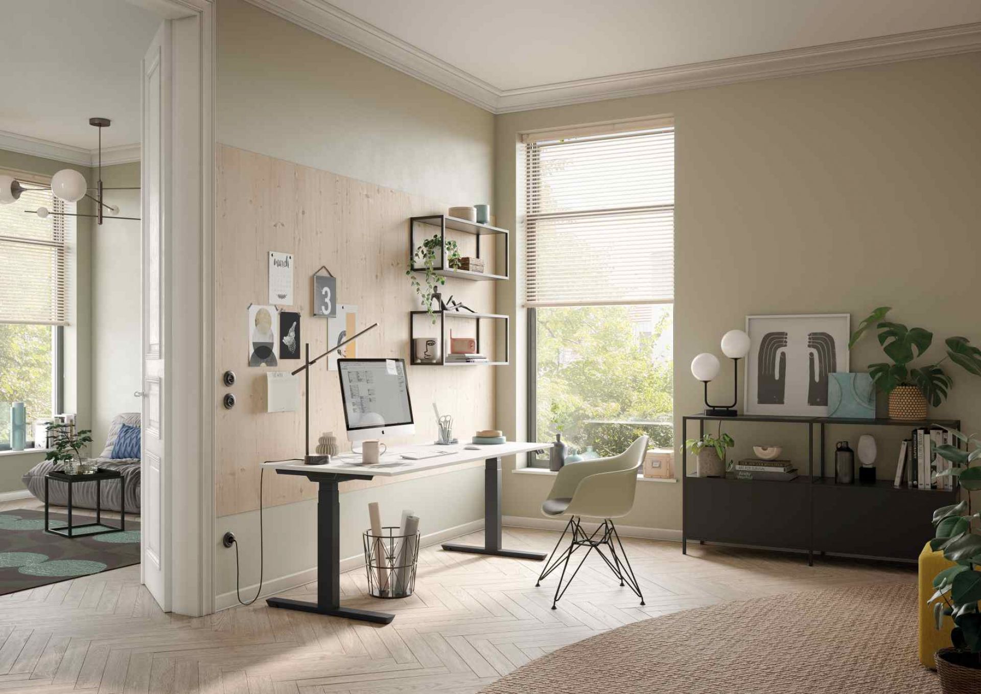 Crew T height-adjustable desk by Palmberg