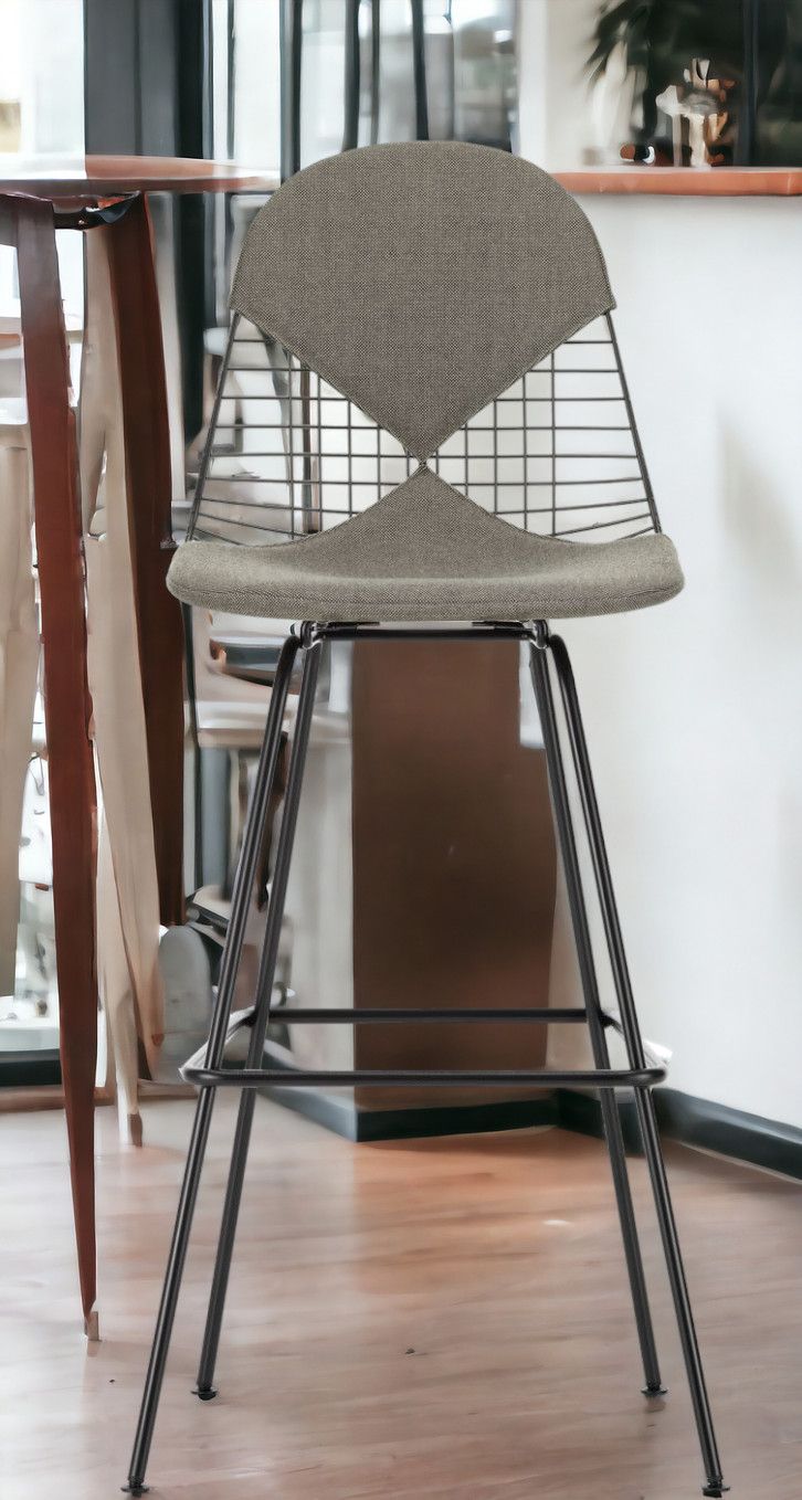Eames Wire Bar Stool Bar stool High with seat and backrest upholstery Vitra