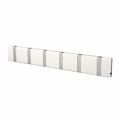 Knax wall coat rack horizontal 6 hooks WHITE Loca SINGLE PIECE 