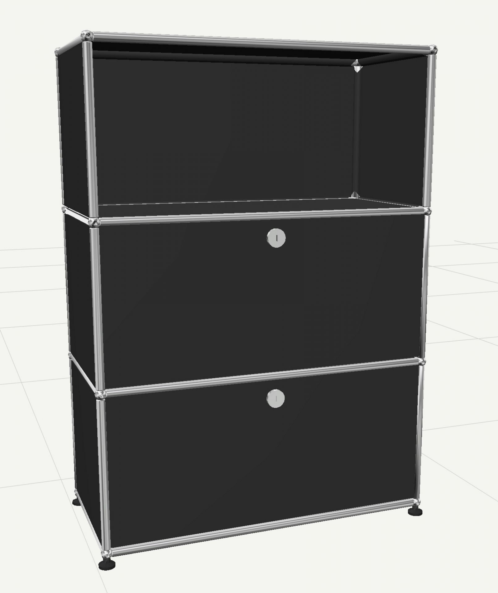 USM Haller Highboard mit 2 Klappen und 1 Fach offen-anthrazitgrau