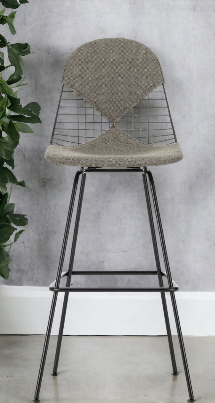 Eames Wire Bar Stool Bar stool High with seat and backrest upholstery Vitra
