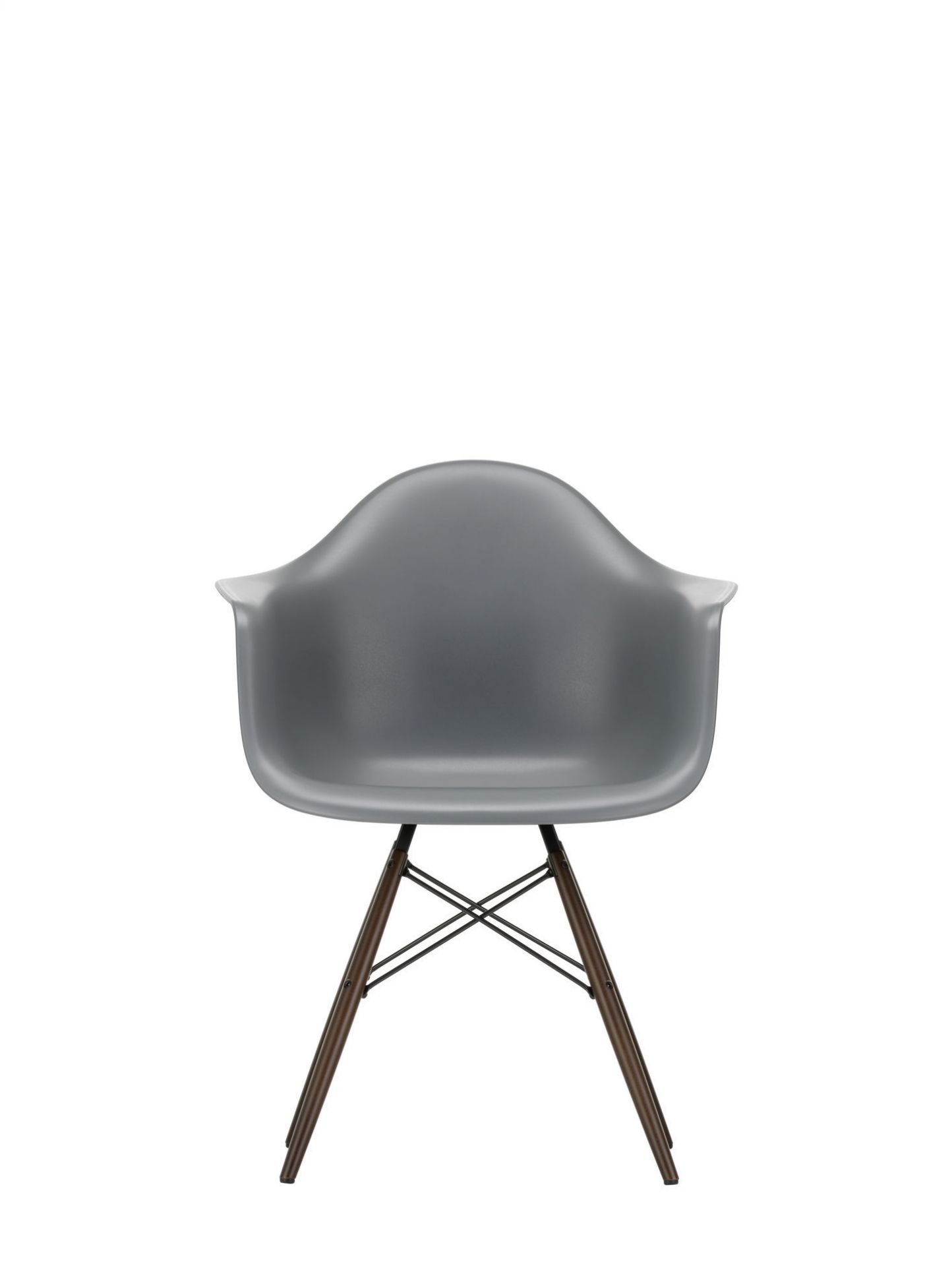 Eames Plastic Arm Chair DAW Chair Vitra Maple yellowish - Poppy red
