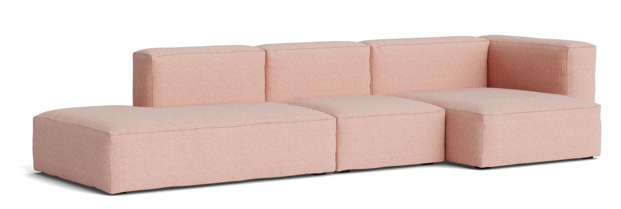 Mags Soft Sofa 3-seater Combination 4 with armrest right Hay Fabric Tartaglia red/white with beige stitching