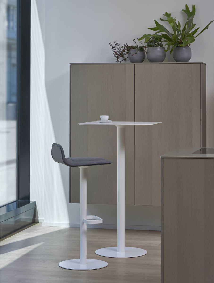 Dave Bar Stool White with Seat Cushion in Anthracite Moree
