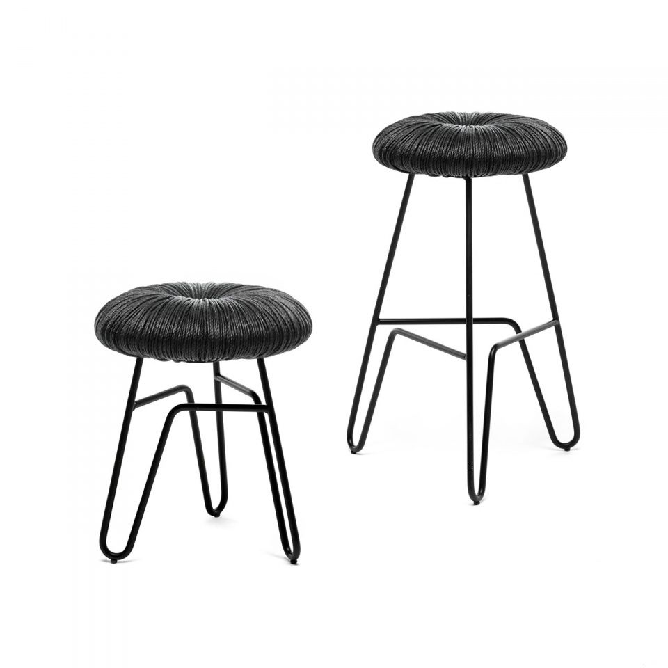 Donut all black Stool H45cm Mogg