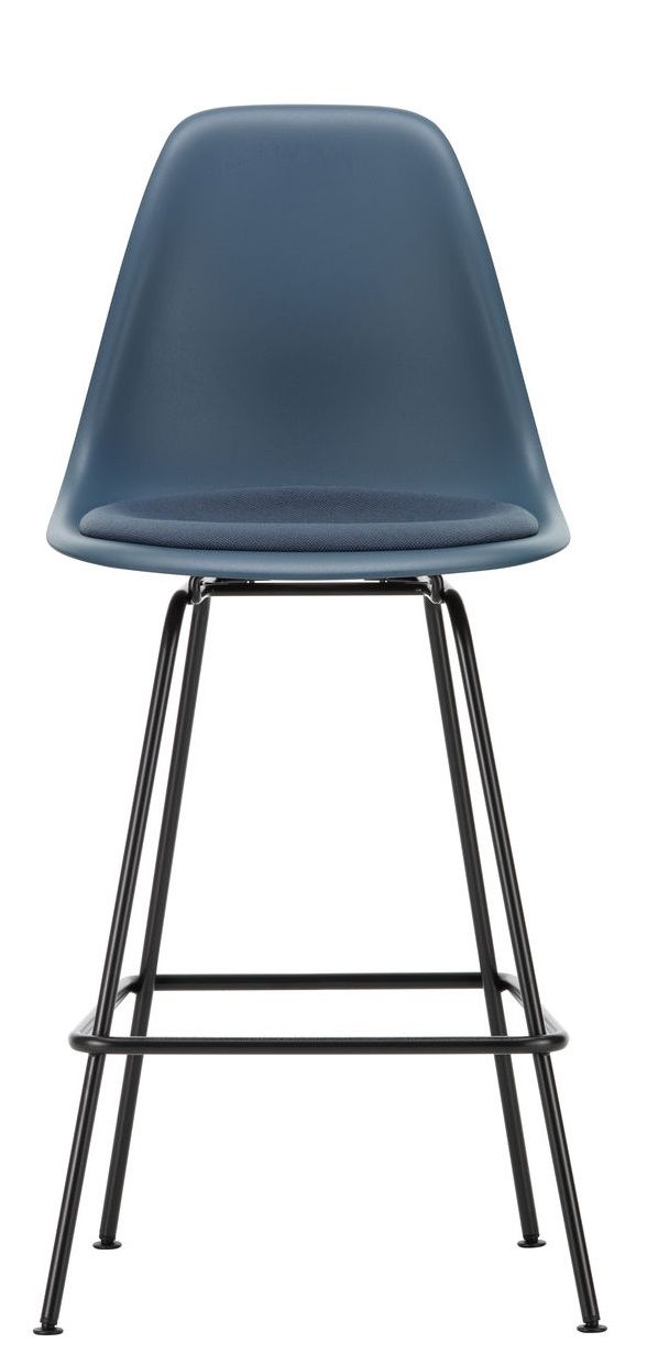 Eames Plastic Bar Stool Medium with seat cushion Vitra