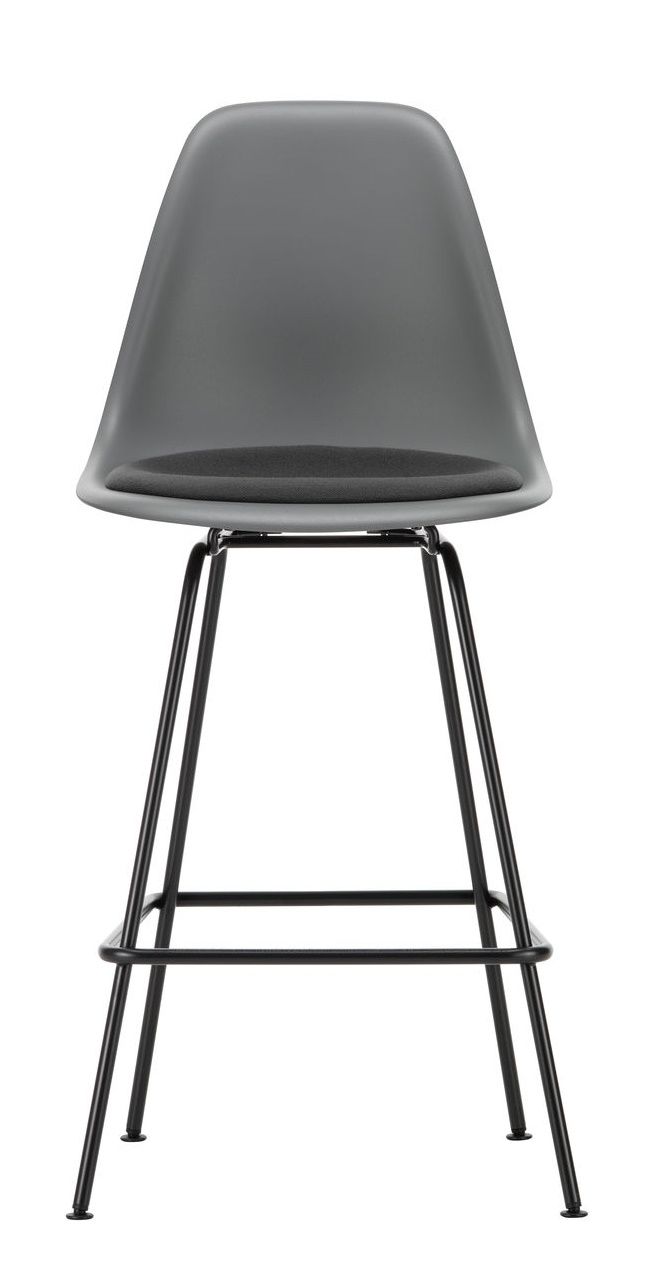 Eames Plastic Bar Stool Medium with seat cushion Vitra
