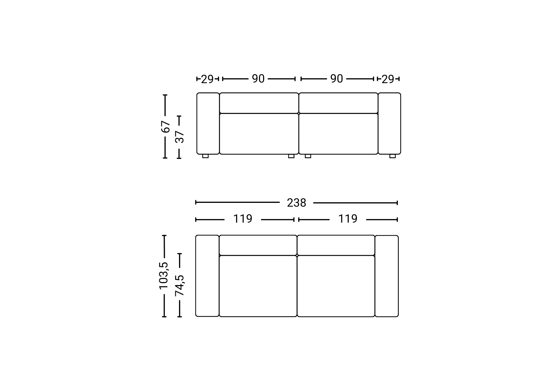 Mags Soft 2 1/2-Seater Sofa Hay Linara 100