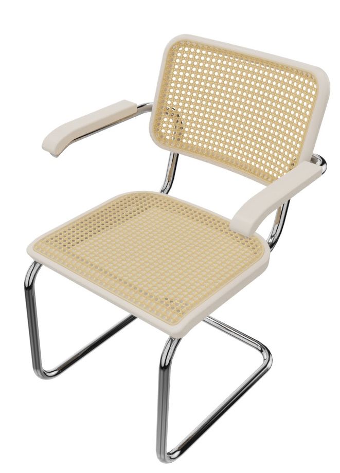 S 64 V tubular steel classic cantilever chair CHROME / BEECH WHITE GLAZED Thonet SINGLE PIECES