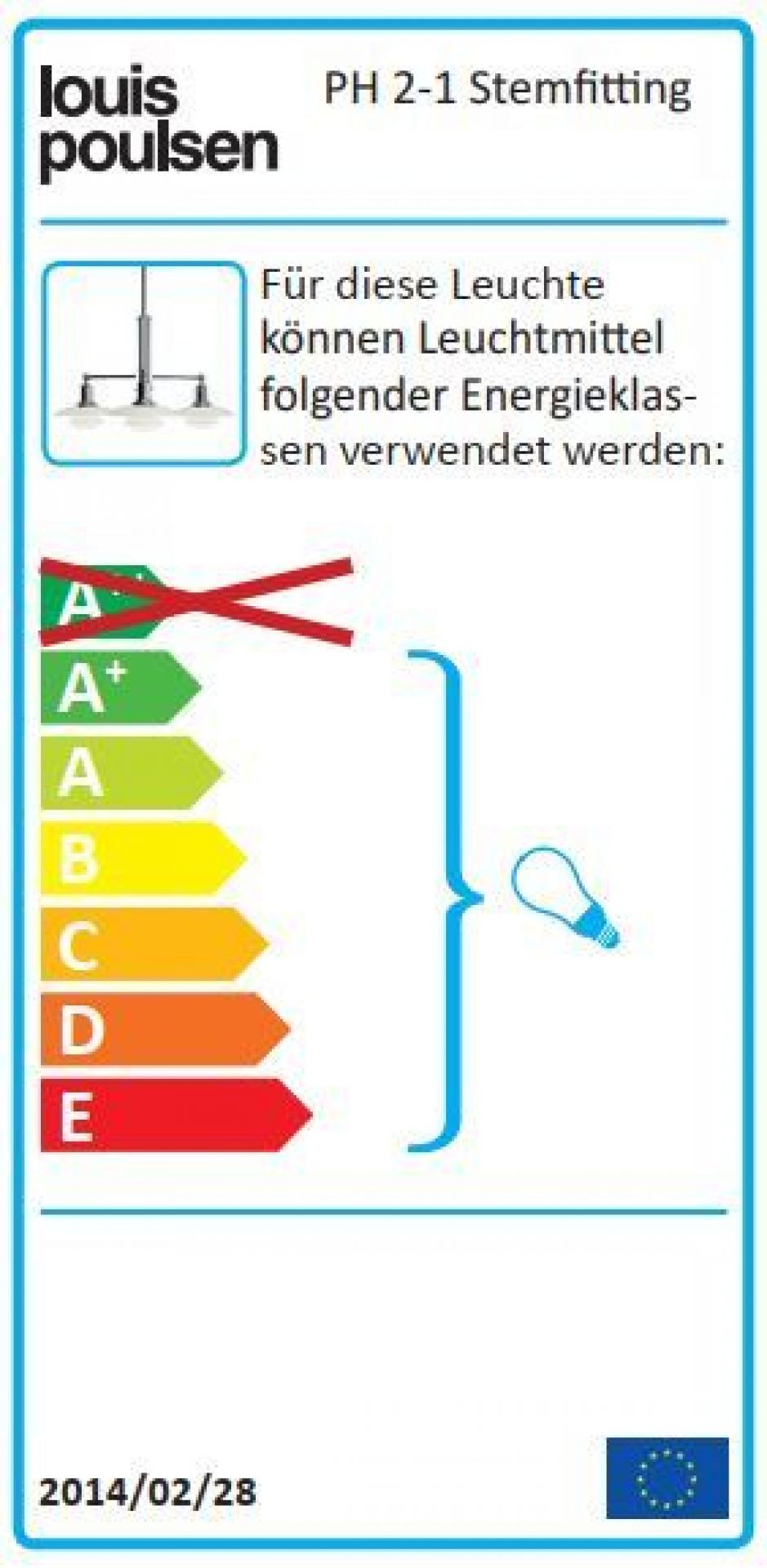 PH 2/1 Stem Fitting pendant light Louis Poulsen
