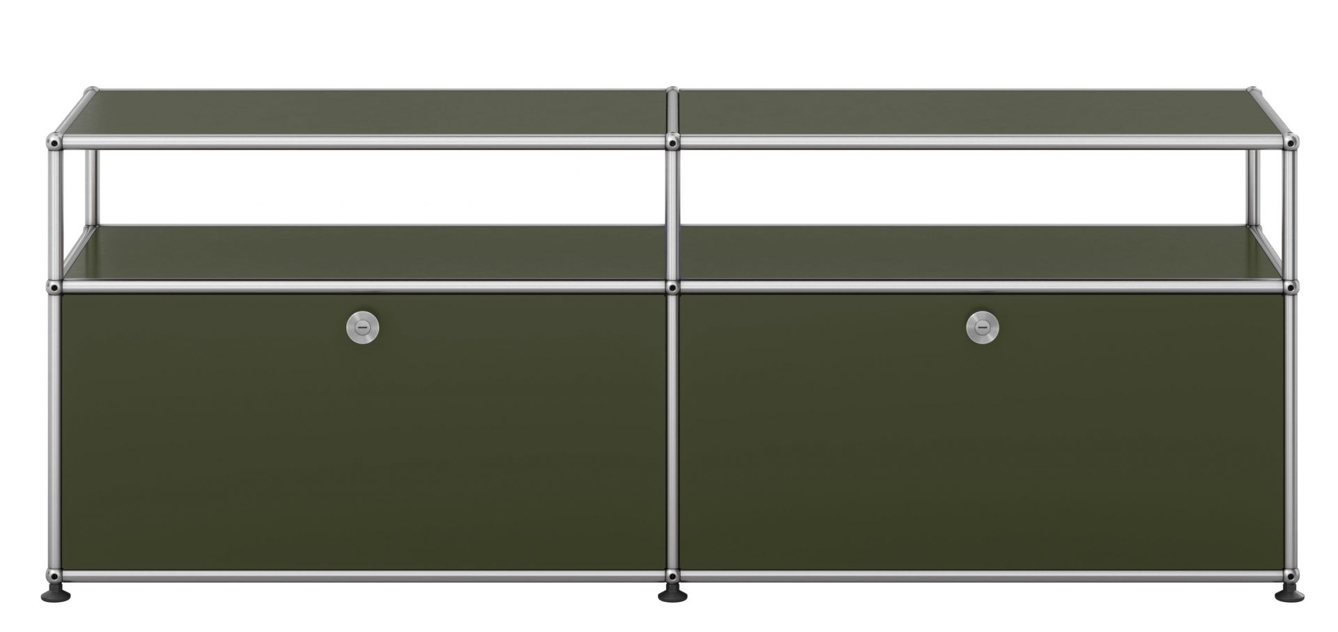 USM Haller lowboard with two hinged doors olive green NEW STANDARD COLOUR