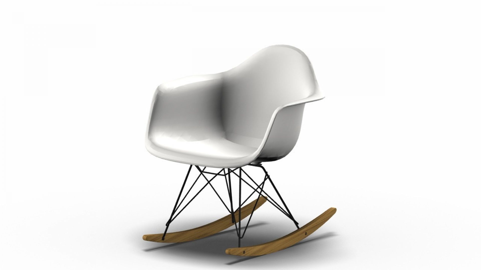 Eames Plastic Arm Chair RAR Rocking Chair Vitra Maple yallowish - Black - White