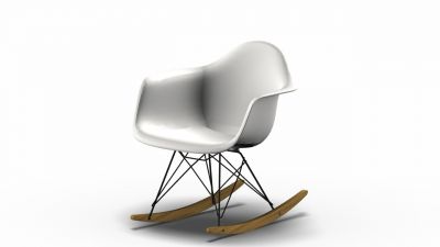 Eames Plastic Arm Chair RAR Rocking Chair Vitra Maple yallowish - Black - White