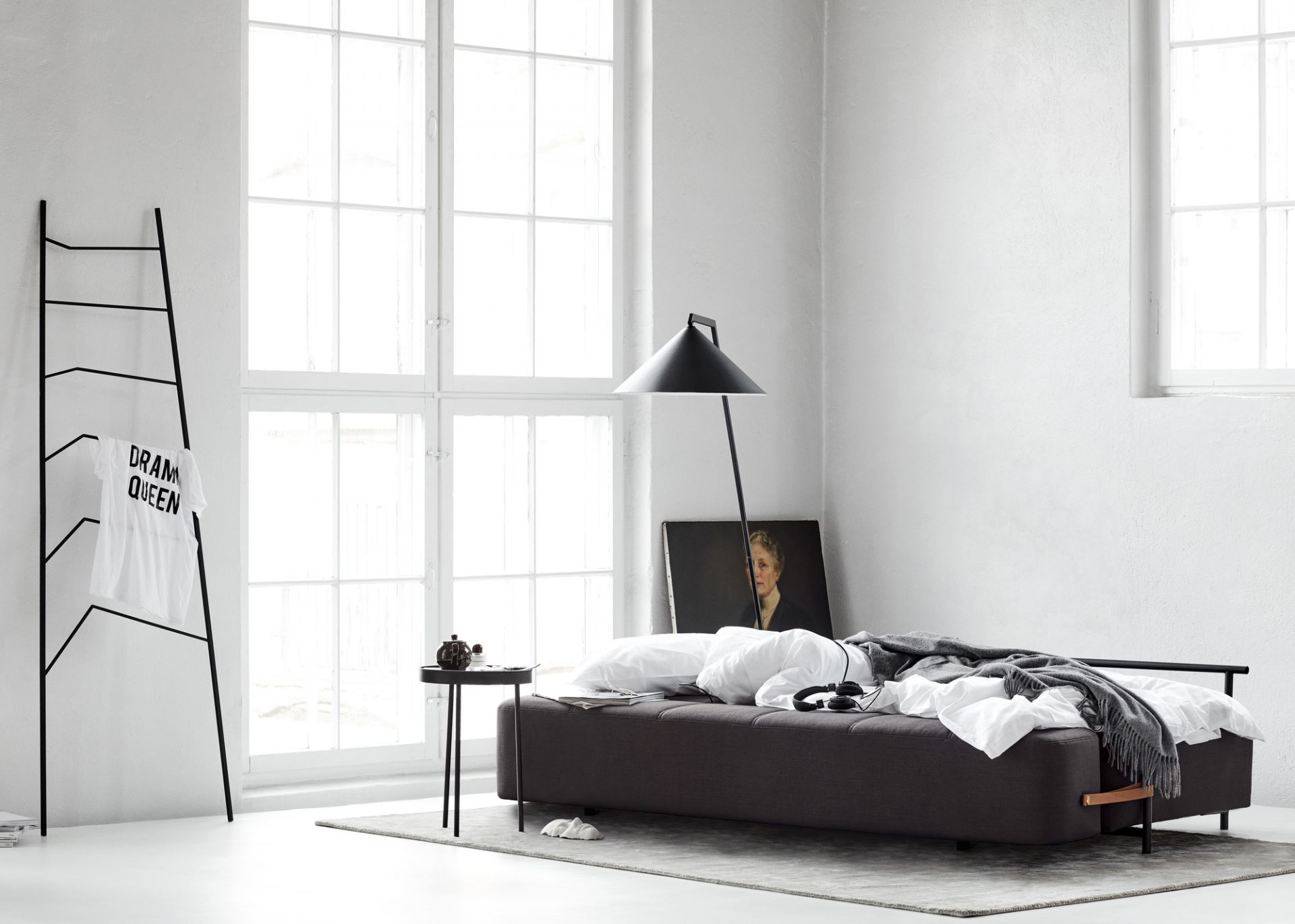 Daybe Sofa bed Fabric Brusvik dark gray Northern
