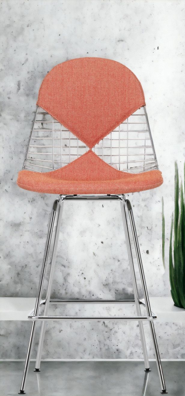 Eames Wire Bar Stool Medium with seat and back cushion Vitra  