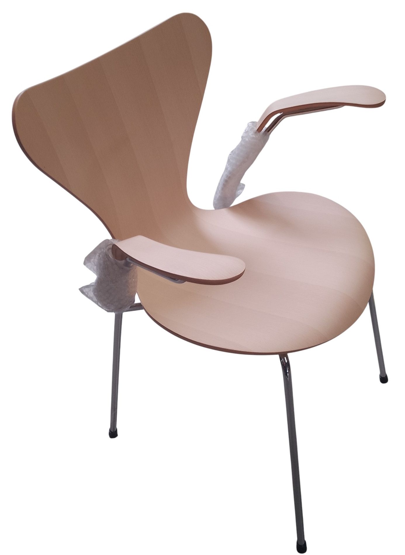 Seven armrest chair 3207 beech clear lacquered veneer / CHROMED Fritz Hansen SINGLE PIECES