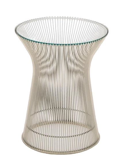 Platner side table crystal glass / polished nickel Knoll International - QUICK SHIP