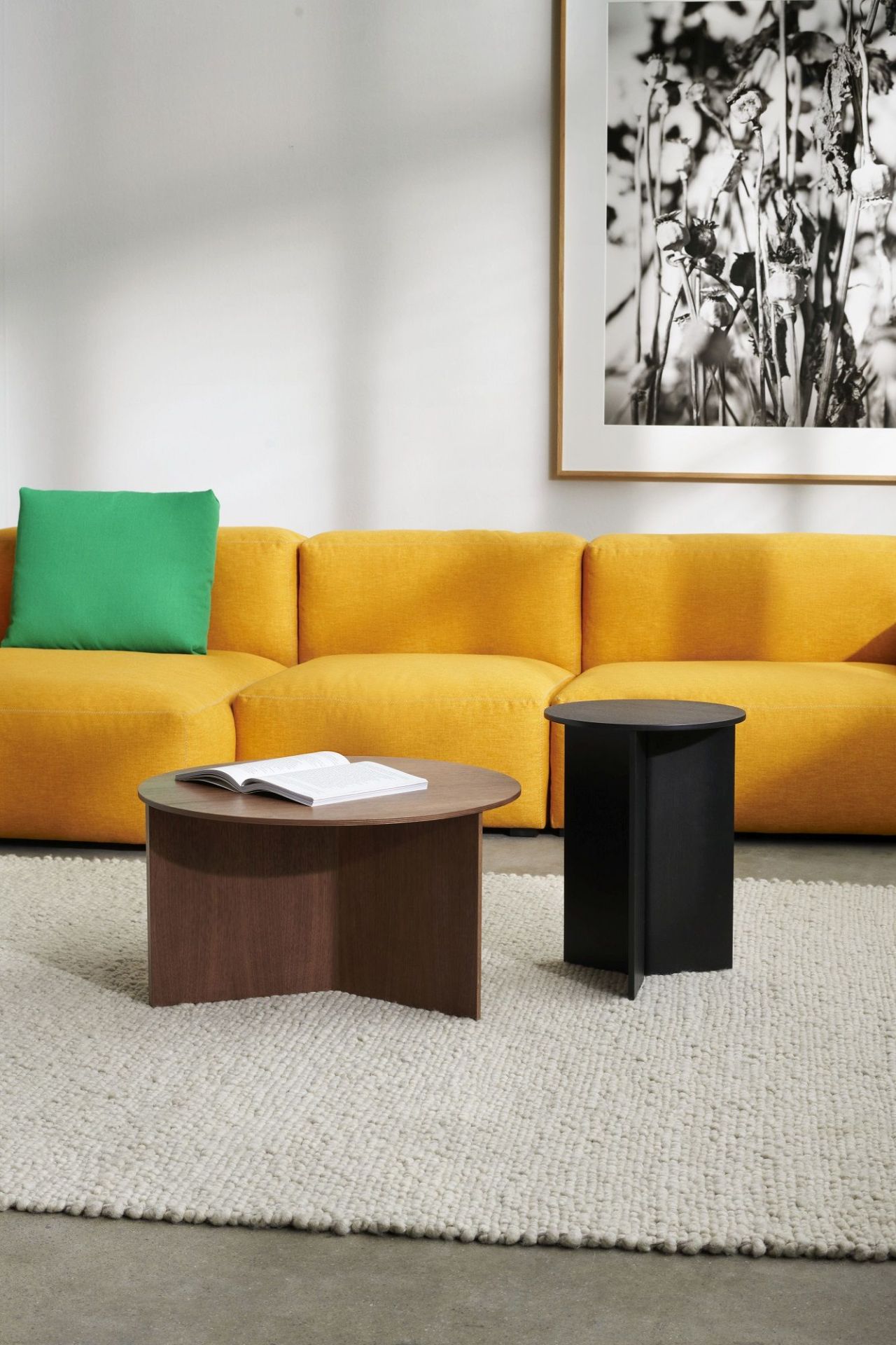 Slit Table Wood Round High side table / coffee table Hay 