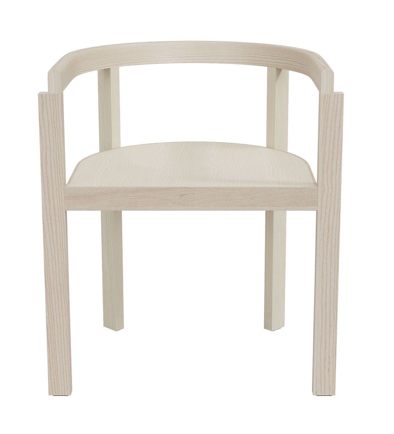 Heller Holzstuhl von Fritz Hansen, Frontansicht, ideal als Esszimmerstuhl oder Bürostuhl.