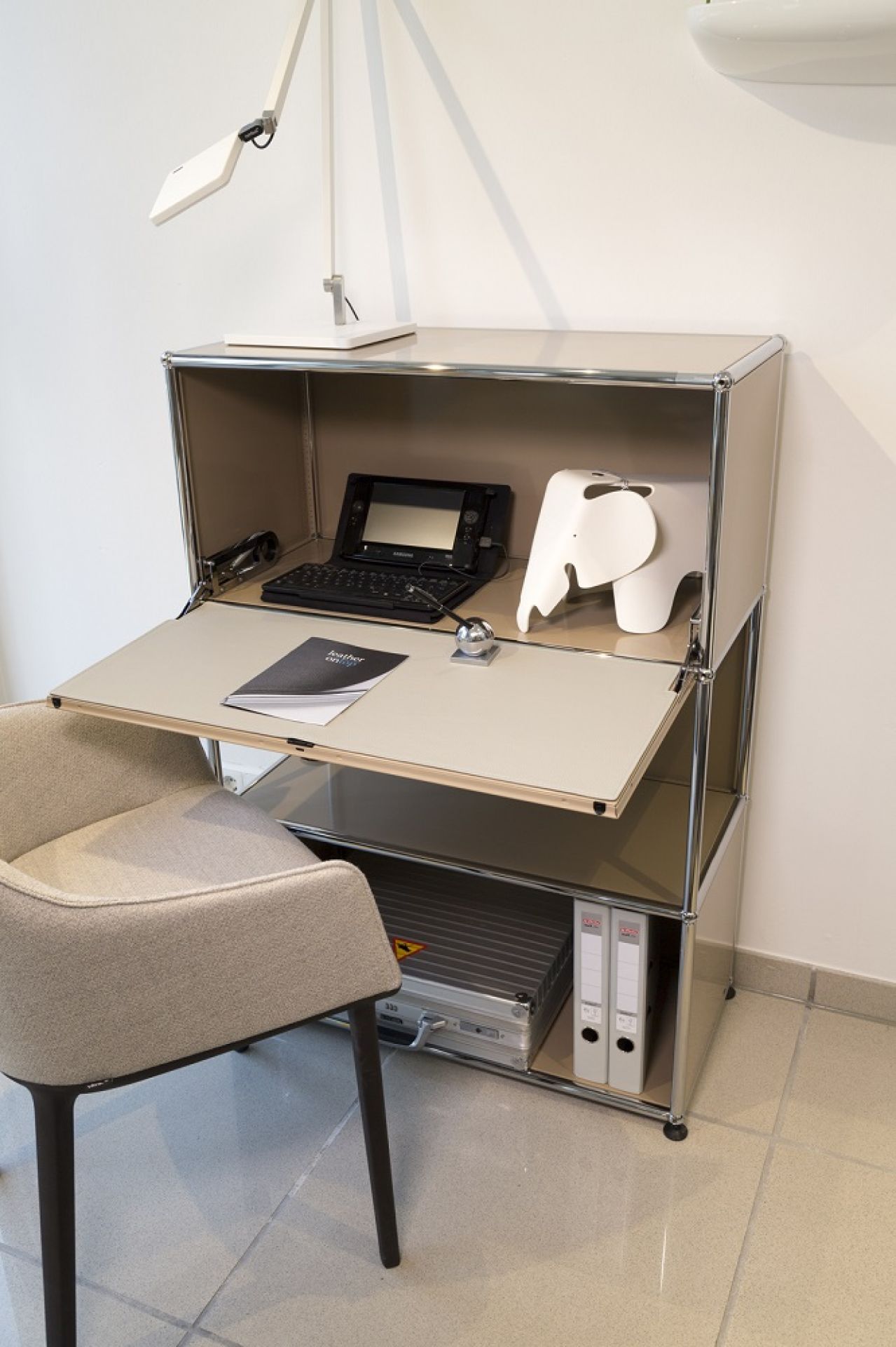 Leather cover for USM Desk Inside Leather on Top 50x35 Light grey