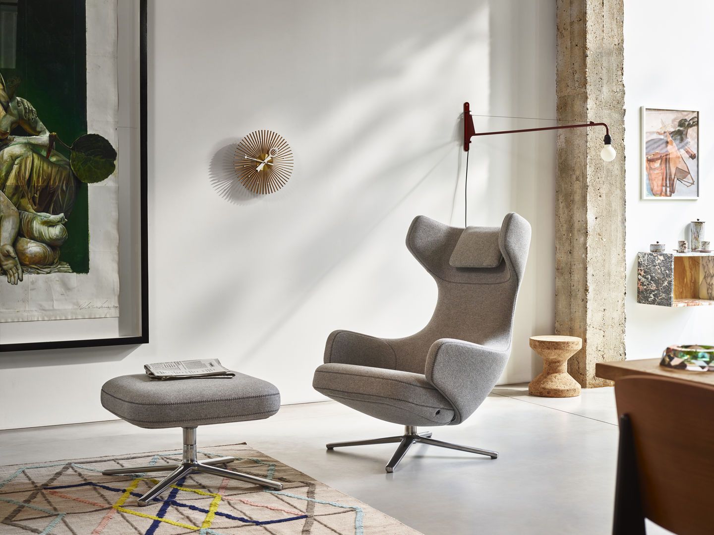 Grand Repos Armchair & Ottoman Preferred Combination Vitra Cosy Kieselstein 40 cm