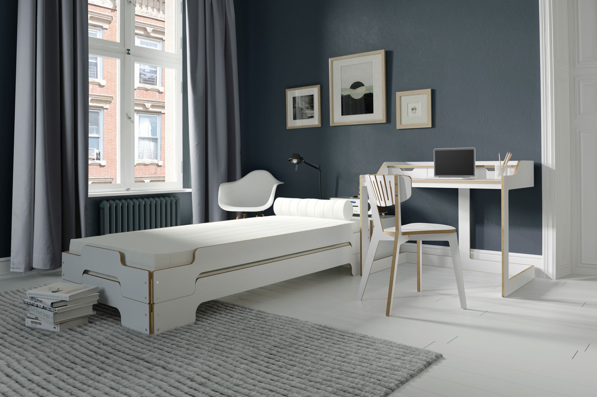 Stacking Bed CPL White Classical height Müller Möbelwerkstätten 900M2