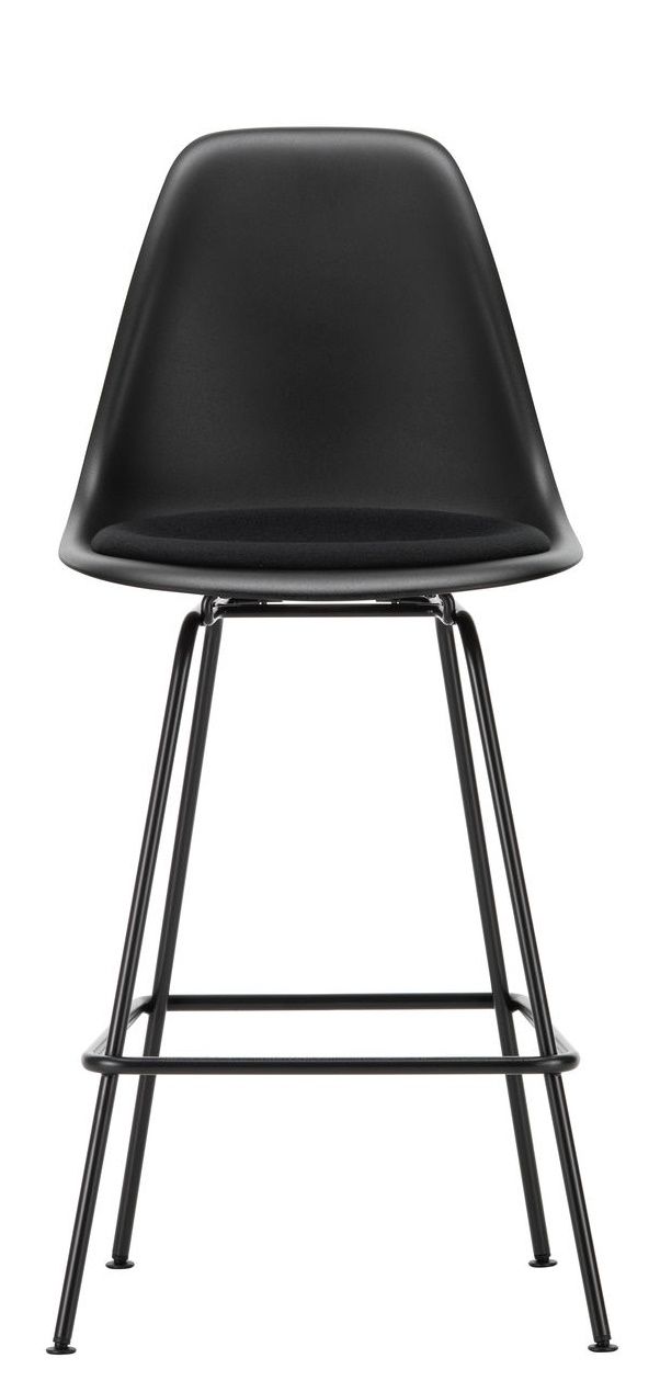 Eames Plastic Bar Stool Medium with seat cushion Vitra