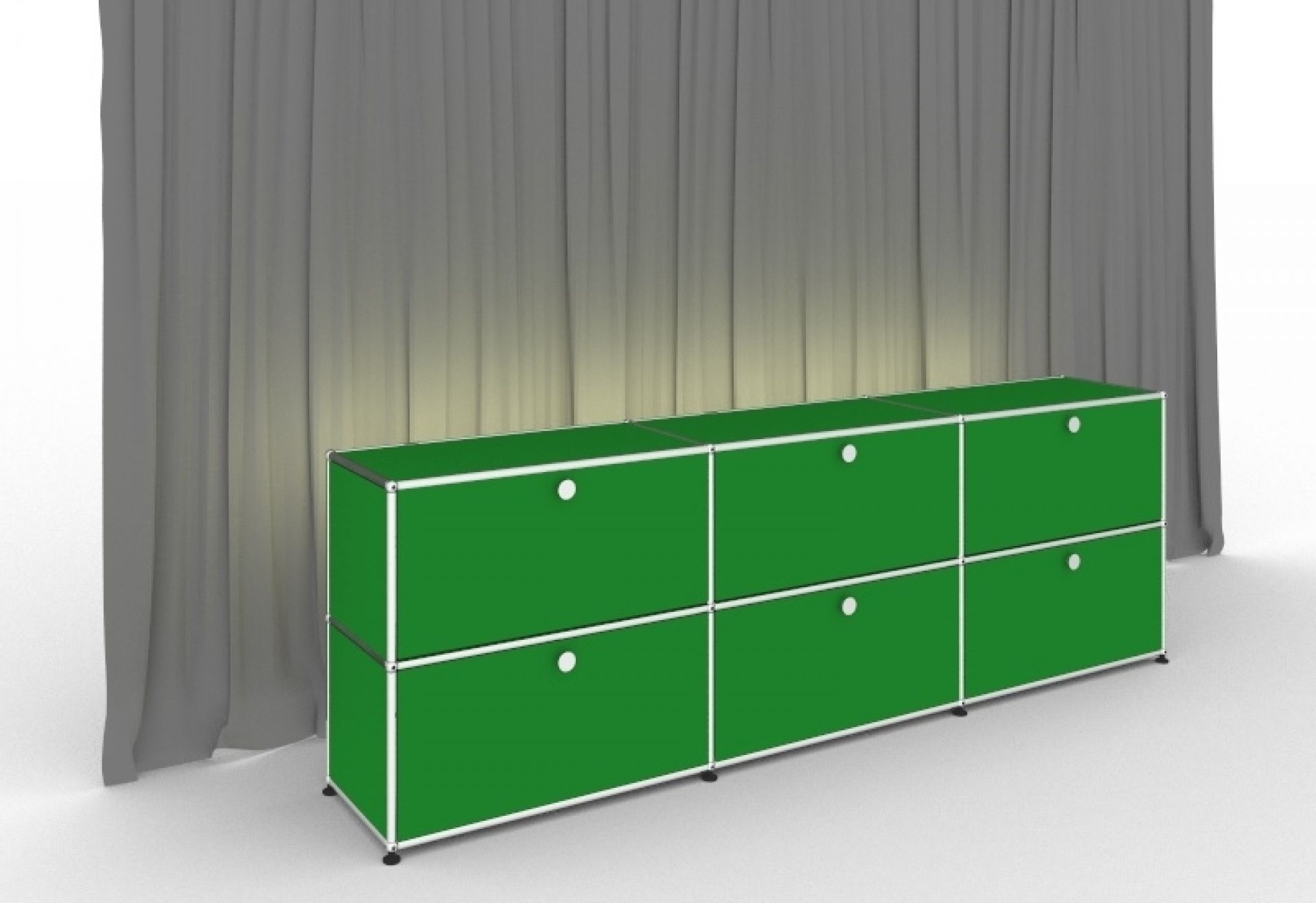 E illuminated Sideboard 6 folding doors green USM Haller