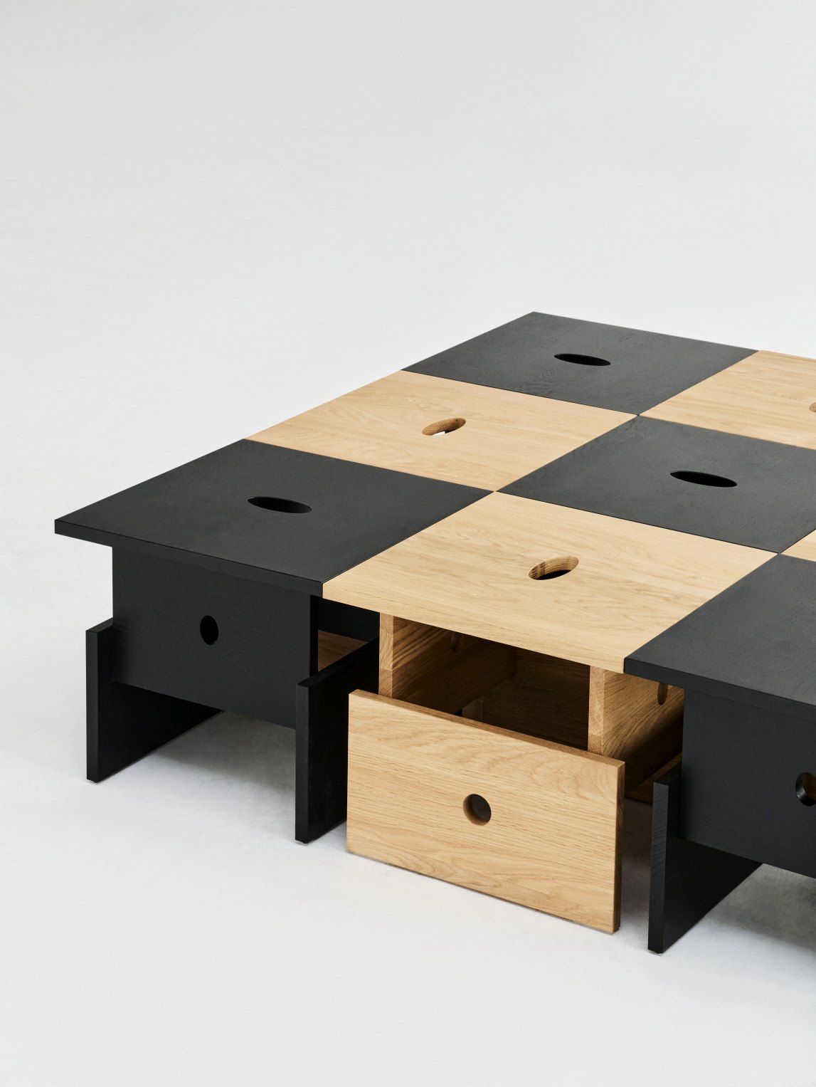 Wood Box Coffee Table Hay oak black water-based lacquer