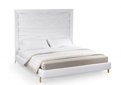 Onda Bed White Leather and Matt Gold Mansi London