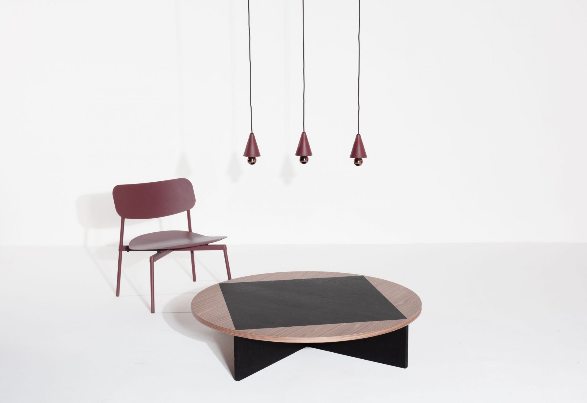 Cherry Pendant light Pendant light set of 3 Linear Petite Friture Brown red