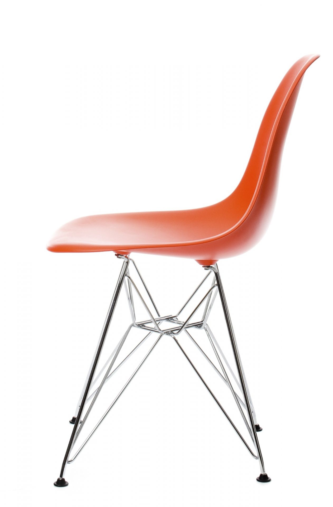 Eames Plastic Side Chair DSR Chair Vitra Chrome-Poppy red