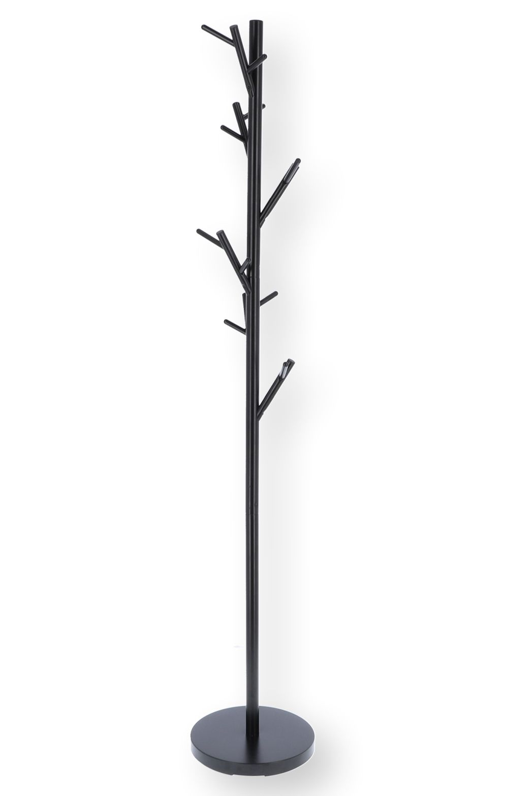 Schwarzer Tree Kleiderständer von Jan Kurtz mit Ästen als Haken und rundem Fuß.