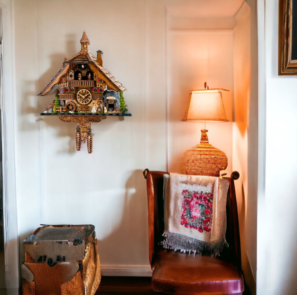 Quartz cuckoo clock with music and dancing couple Engstler SINGLE PIECE