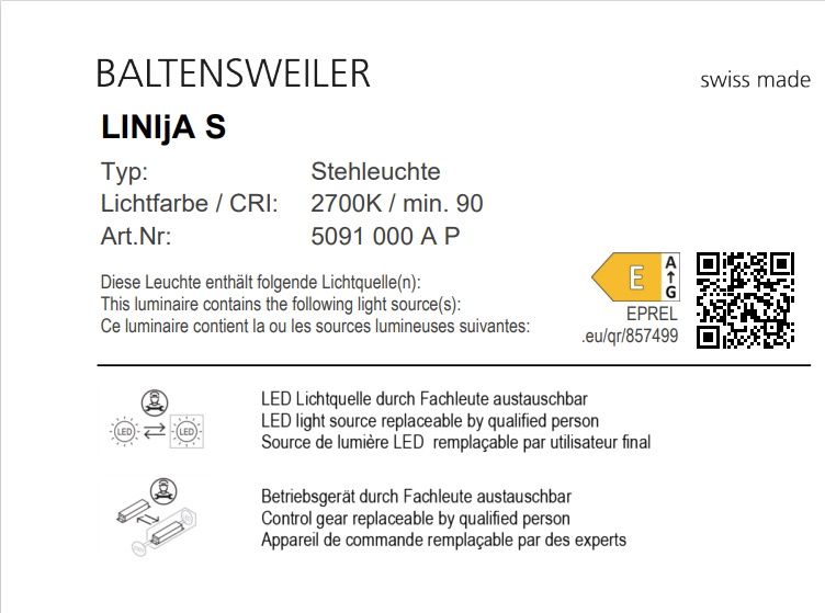  LINIjA S Floor Lamp Baltensweiler