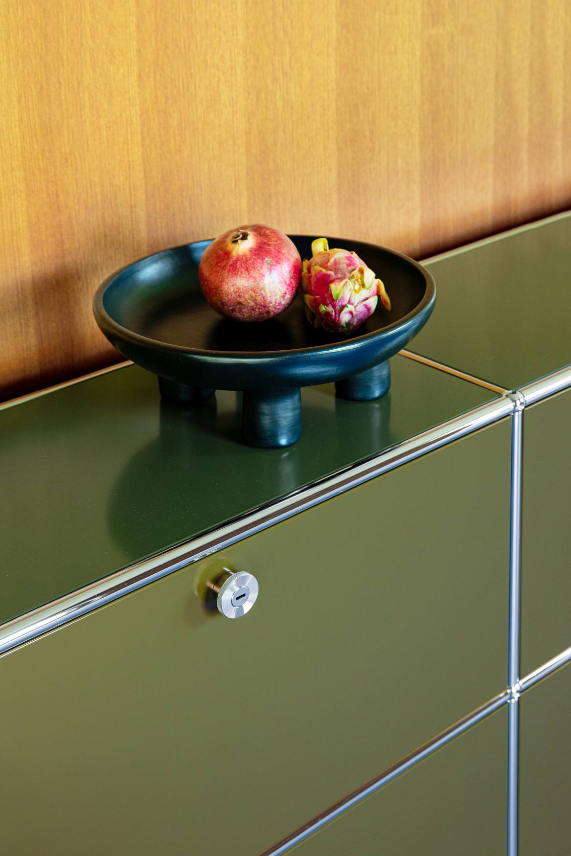 USM Haller sideboard with four hinged doors olive green NEW STANDARD COLOUR